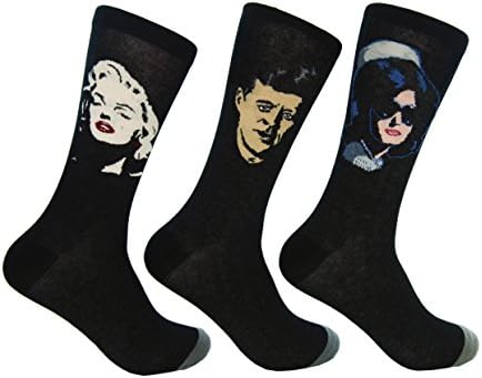 Culture Sock Men's JFK, Marilyn Monroe, Jackie O Socks (3 individual mismatched socks!)