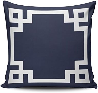 Danceou Navy Blue and White Greek Key Border Personalized Decorative Pillowcases Royal Throw Pillow Covers Cases Euro Square 26x26 Inches One Sided