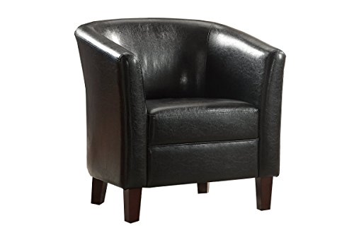 Poundex F1510 Bobkona Denzil Faux Leather Club Chair, Black