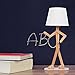 VOGLEE Novelty Cool DIY Desk Lamp for Kids Bedroom Adjustable Beside Table Lamp Swing Arm Wood Nightstand Light Living Room Dorm (Wooden)