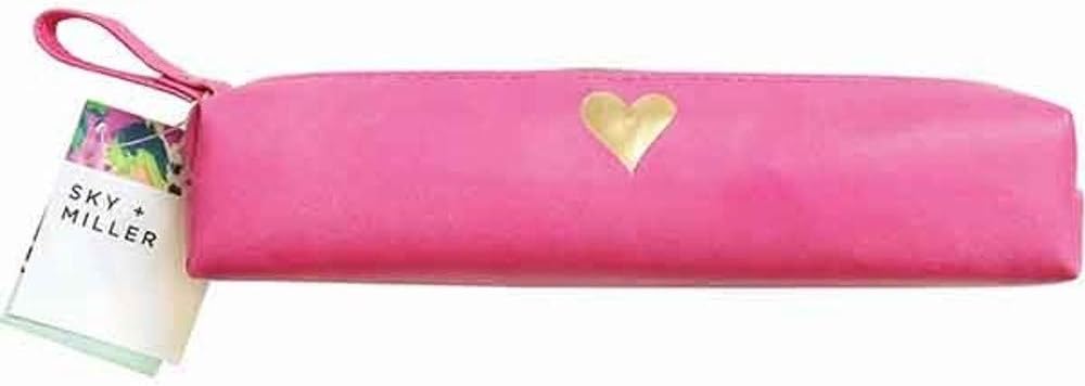 Sky + Miller - Cerise & Gold Heart Pencil Case, SM1912, Pink
