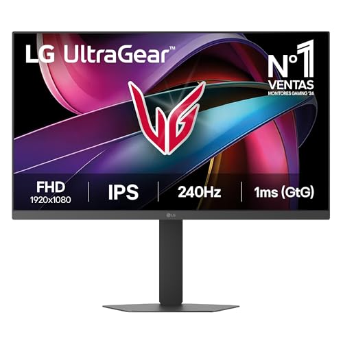 27G440A-B - Monitor Gaming Ultragear, 27", IPS, 1920x1080, 16:9, 240 Hz, 1 ms/HDR10/NVIDIA G-Sync/FreeSync Premium, No Curvo, Altura Ajustable, Negro Mate