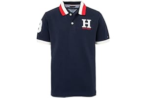 Tommy Hilfiger Boys Short Sleeve Premium Pique Polo Shirt, Button Closure, Soft & Comfortable