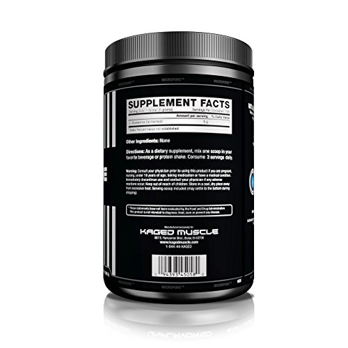 KAGED MUSCLE, LGlutamine Powder 500 Gram, Vegan, Support Muscle