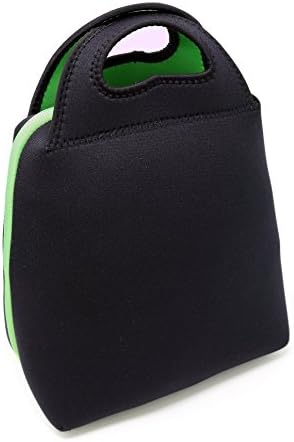 DOSSINI Neoprene Lunch Bag for Women - Unique Black &amp; Green Neoprene Lunch Tote Sturdy Double Zipper, premium stitching and 4mm thick durable neoprene.