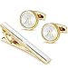 LOLIAS Mens Cufflinks Tie Bar Clip Set Alphabet Letter Cufflinks Formal Business Wedding Shirts A-Z Gift Box