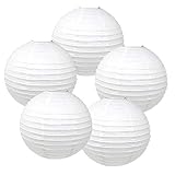 Just Artifacts 16-Inch White Chinese Japanese Paper Lanterns (Set of 5, White)