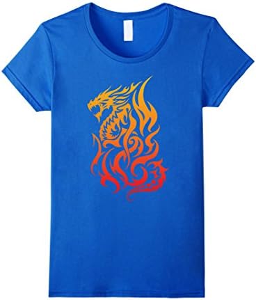 Womens Tribal Dragon Shirt Flame Fire Dragon Shirt Small Royal Blue