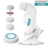 PIXNOR 5 in 1 Waterproof Body Facial Cleansing Brush Exfoliating Face Scrub Bath Brush
