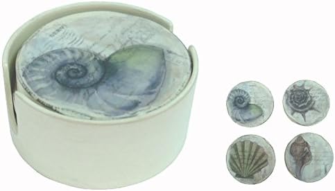 DesMa Group TFEA0026 Seashell MDF/Paper Coasters, Multicolor