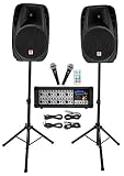 Rockville Package PA System Mixer/Amp+ 15 inch Speakers+Stands+Mics+Bluetooth, 15" (RPG2X15)