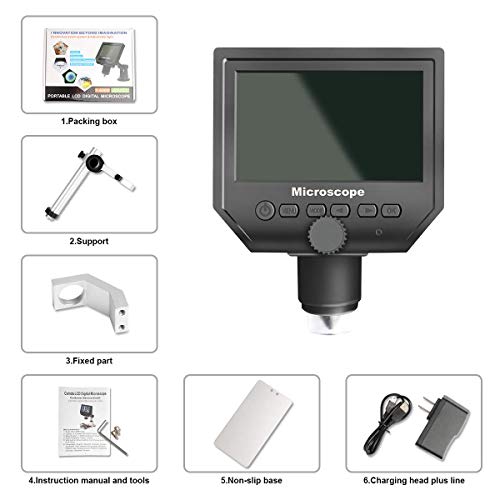 600X LCD Digital Microscope with 4.3" Screen Display and Metal Bracket, Cainda 3.6 MP HD Screen 720P Video Record Microscope Camera for Kids Boys Girls Students Adults Gift - Thumbnail 6