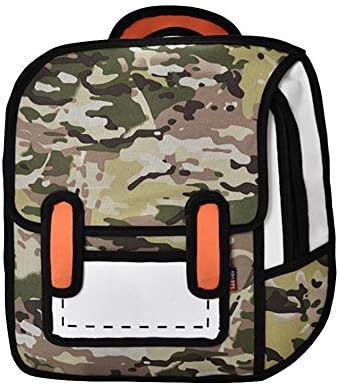 Domybest Fashion Women Backpack, 2D Drawing 3D Jump Style Cartoon School Bag (Camouflage)