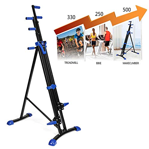 Hurbo Vertical Climber Home Gym Exercise Folding Climbing Machine Exercise Bike for Home Body Trainer Stepper Cardio Workout Training Non-Stick Grips Legs Arms Abs Calf (Black Blue)