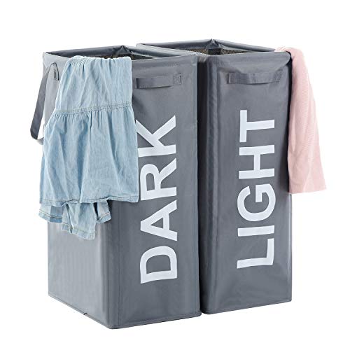 Haundry 2 Pack Light Dark Laundry Hamper with Extended Handles, 2 pc