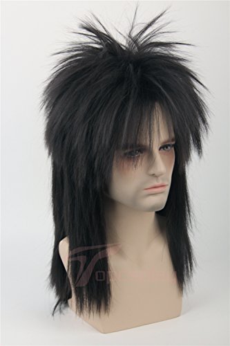 Topcosplay 80S Rocking Dude Wig Fancy Dress Punk Metal Rocker Mullet Style Wig
