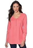 Roamans Women's Plus Size Ultimate Henley Pocket Tee With Sweetheart Neck