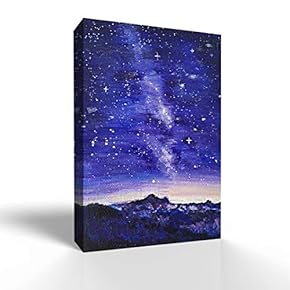 Canvas Wall Art for Living Room,Bedroom Home Artwork Paintings Quiet Starry Night Ready to Hang - 12x18 inches