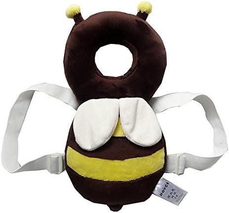 Baby Protector-ProttyLife Baby Ajustable Head Shoulder Safety Pad Baby head protection pad kids learn to walk anti crash pillow tollder headrest infant neck cute wings nursing safety cushion (L, Bee)