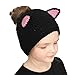 Kids Lovely Cartoon Winter Cable Knit Ear Thermal Headband Cold Weather Enhanced Warm Fleece Fuzzy Lined Croched Stretchy Headwrap Thick Hat Cap for Children Toddler Boy Girl (Black)thumb 3