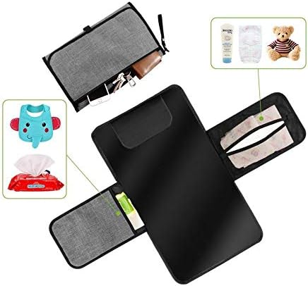 Portable Changing Mat, Compact Diaper Changing Handbag/Purse - Diaper Clutch - Lightweight Travel Station Kit - Waterproof Change Mat Organizer Bag with Extra Cushion to Protect Head