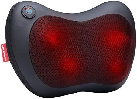 Neck Massage Pillow - Back and Shoulder Electric Shiatsu Massage with Heat, Deep Tissue 3D Kneading to Relieve Muscle Pain for Full Body - Relaxation at Office, Home & Car(Black)