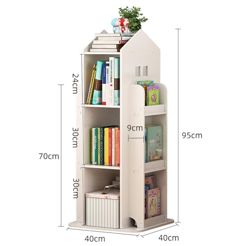Kids Rotating Bookcase 360° Spin, 3-Tier Interactive Bookshelf for Children's Room, Playroom Corner, Floor Standing Organizer for Toys & Books, Living Room, Study (Blue)
