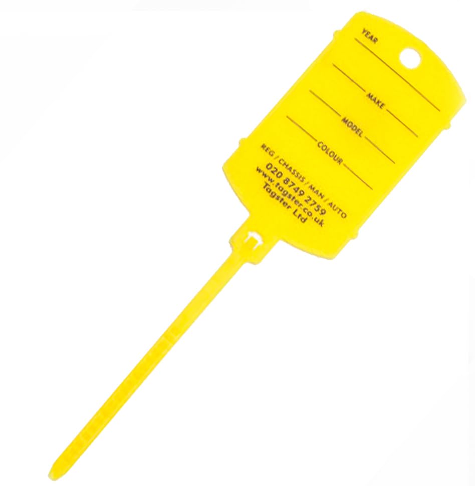 Key Tags - Vehicle Plastic Key Tags (200) with self looping Tails (Yellow) — image 1