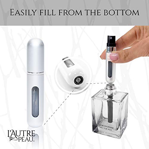 Travel Perfume Atomizer Refillable - Portable Easy to Fill Perfume and Cologne Fine Mist Mini Travel Size Atomizers - Fits Perfect in Your Pocket or Purse - 6 Piece Pack of 5ML (Silver)