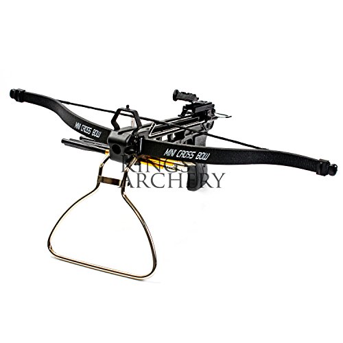 KingsArchery Crossbow Pistol with Bolt Rack Self-Cocking 80 LBS with Adjustable Sights and Spare Crossbow String and Caps