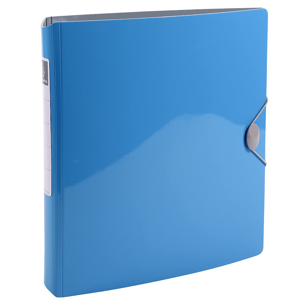 Exacompta - Ref. 51872E - Iderama rigid PP binder with elastic closure - 4 D-rings of 30 mm - Spine 50 mm - External dimensions: 32 x 27 cm - A4 file format - Colour: light blue