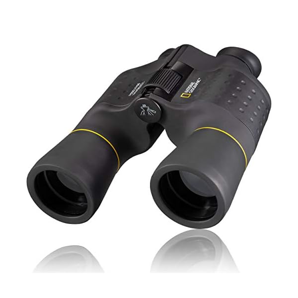 National Geographic Fernglas 10x50 Porro mit Mitteltriebfokussierung, robuster Gummiarmierung und Stativanschlussgewinde inklusive Transporttasche