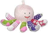 Baby Aspen, Mrs. Sock T. Pus Plush Octopus with 4 Pairs of Socks, Pink, 0-6 Months