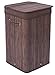 BirdRock Home Square Laundry Hamper with Lid and Cloth Liner - Bamboo - Espresso - Easily Transport Laundry Basket - Collapsible Hamper - String Handles