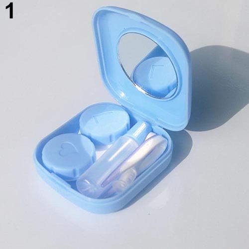 Contact Lens Case clifcragrocl,Cute Pocket Mini Lens Case Travel Kit Easy Carry Mirror Container Holder - Blue