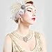 BABEYOND Womens Peacock Headband Womens Crystal Headband for Bride Feather Headband Flapper Headbands 1920s, White, One size
