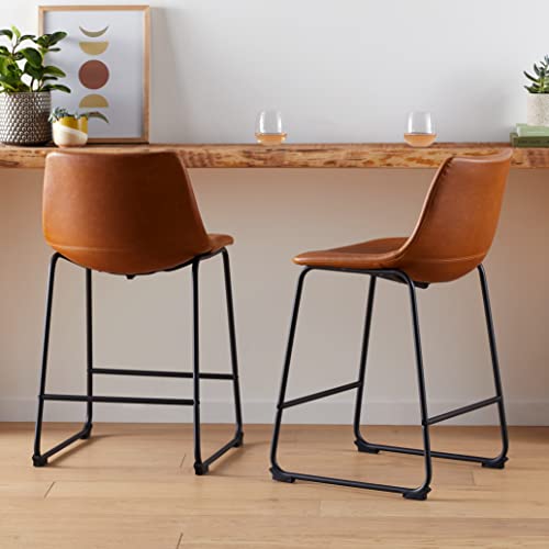 Walker Edison Douglas Urban Industrial Faux Leather Armless Counter