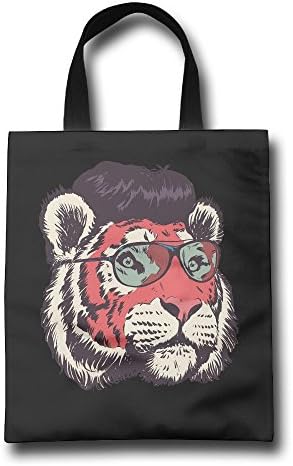 GWDNN Gentleman Tiger Reusable Shopping Bags -Extra Large &amp; Super Strong, Heavy Duty Shopping Bags - Grocery Tote Bag WithReinforced Handles &amp; Thick Plastic Bottom For Strength
