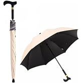 SOUQDWL Outdoors Walking Cane Umbrella, Non Slip City-Safewalking Windproof Stick Umbrella, Tourism Multifunction Crutch Umbrella Men Women,E,83cm/32.6inch(D)