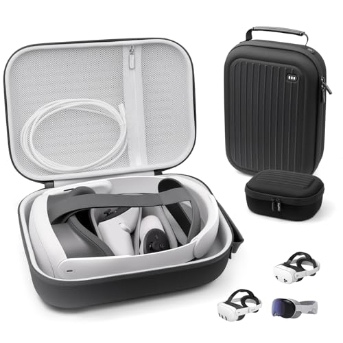 Krypthos Hard Carrying Case Compatible with Meta Quest 3S Xbox Edition/Meta Quest 3S/Quest 3/Vision Pro, Fit Official Standard/Elite Head Straps, Portable VR Headset and Touch Controllers Case