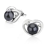 Katie Heart Black 7-8mm AA Quality Freshwater 925 Sterling Silver Pearl Earring Set