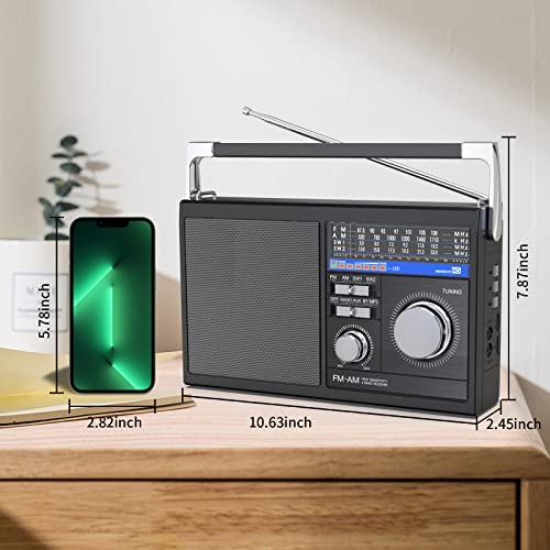 Portable AM FM Radio with Bluetooth, SW Transistor Retro Radio with