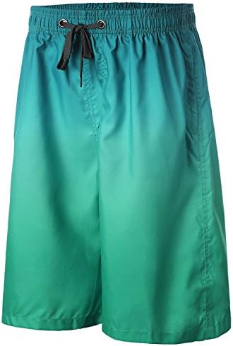 SoMarkt Men's Quick Dry Boardshorts Gradient Color Swimming Trunks Bathing Beach Shorts (USA S+/Asia XL(Waist:30-32"), Light Green)