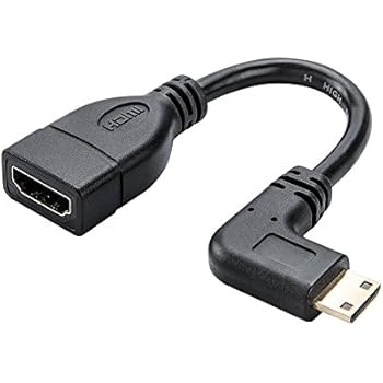 Mini HDMI to HDMI Cable, CableCreation 0.5ft 90 Degree Left Angle Mini-HDMI Male to HDMI Female Adapter,Support 1080P Full HD,3D,for Camera,Camcorder,Graphics Card,Laptop,Tablet,HDTV,Projector,Black