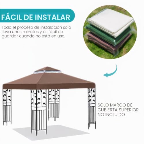 OKYUK Replacement gazebo canopy with breathable mesh, UV resistant, stable double roof construction, including drainage holes, ideal for garden gazebos