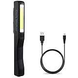 Rechargeable LED Work Light, 2-way Mini Portable Pocket COB Flood Light Inspection Lamp / LED Flashlight - Super Bright Torch, Magnetic Clip, USB Charging Cable