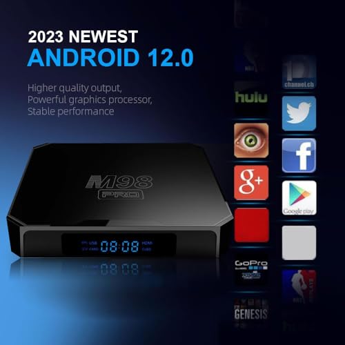 Android TV Box, M98PRO 12.0 4GB RAM 32GB ROM 4K Ultra HD, AllWinner H618 64bit Support 3D USB HD H.265 2.4/5GHz Dual WiFi Ethernet & Intelligent Control Interface for Android Box