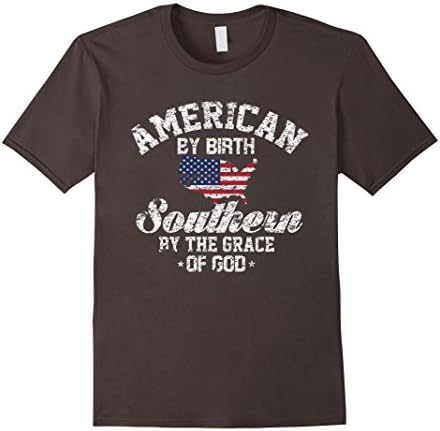 Men's American By Birth Southern By The Grace Of God T-Shirt Large Asphalt