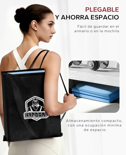 HAPBEAR Foldable Yoga Mat 183x61cmx6mm, TPE Non-Slip Exercise Mat for Home Workout, Yoga, Pilates, Stretching and Travel