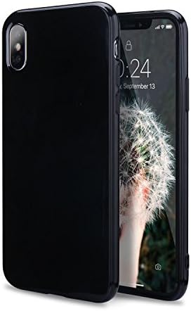 iPhone X Case, FGA Shockproof Scratch-resistant Ultra Slim Fit Solid Color Design Anti Slip Glossy Soft TPU Gel Back Case Cover for iPhone X, iPhone 10 (2017) (Black)
